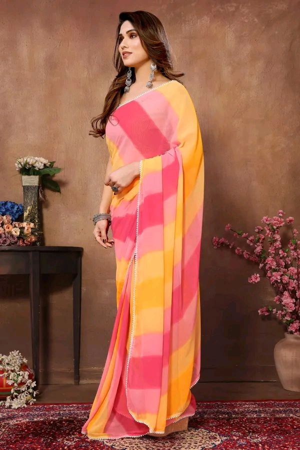 Neha Collection Multicolour Ready To Wear Georgette Saree With Blouse 