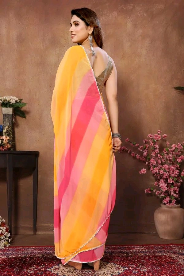 Neha Collection Multicolour Ready To Wear Georgette Saree With Blouse 