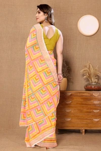 Neha Collection Multicolour Ready To Wear Georgette Saree With Blouse 