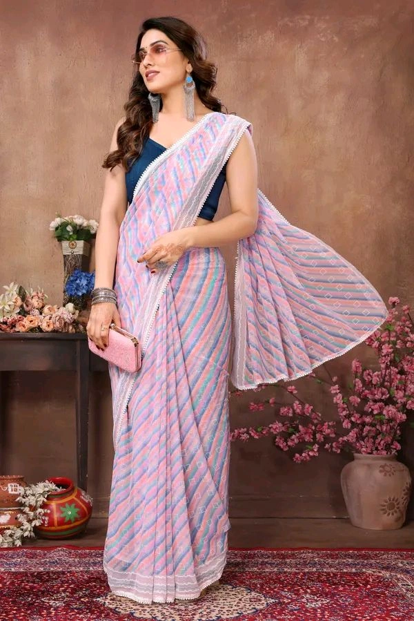 Neha Collection Multicolour Ready To Wear Georgette Saree With Blouse 