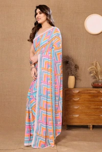 Neha Collection Multicolour Ready To Wear Georgette Saree With Blouse 