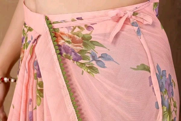 Neha Collection Floral Print Ready To Wear Georgette Saree With Blouse 