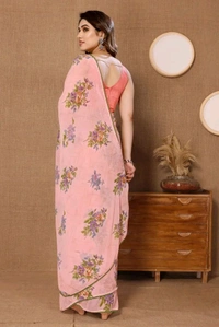 Neha Collection Floral Print Ready To Wear Georgette Saree With Blouse 