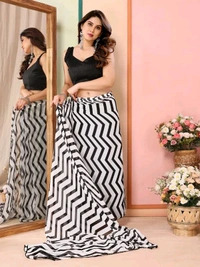 Neha Collection Zig -Zag printed ready to wear georgette saree with fancy lace