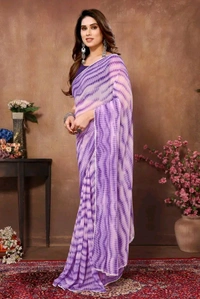 Neha Collection Purple Ready To Wear Georgette Saree With Blouse 