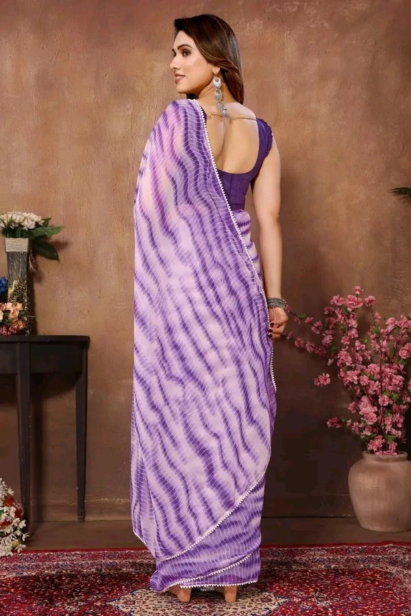 Neha Collection Purple Ready To Wear Georgette Saree With Blouse 