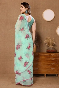 Neha Collection Ready To Wear Floral Print Georgette Saree With Blouse 