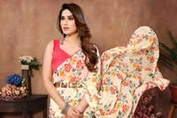 Neha Collection Ready To Wear Floral Print Georgette Saree With Blouse 