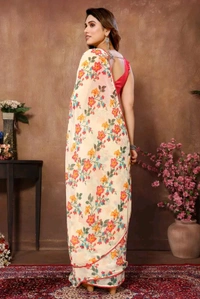 Neha Collection Ready To Wear Floral Print Georgette Saree With Blouse 