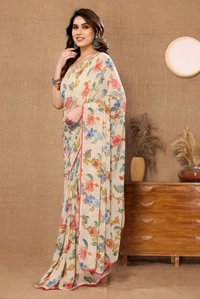 Neha Collection Ready To Wear Floral Print Georgette Saree With Blouse 