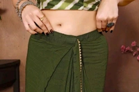 Neha Collection Green Ready To Wear Georgette Saree With Blouse 