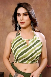 Neha Collection Green Ready To Wear Georgette Saree With Blouse 