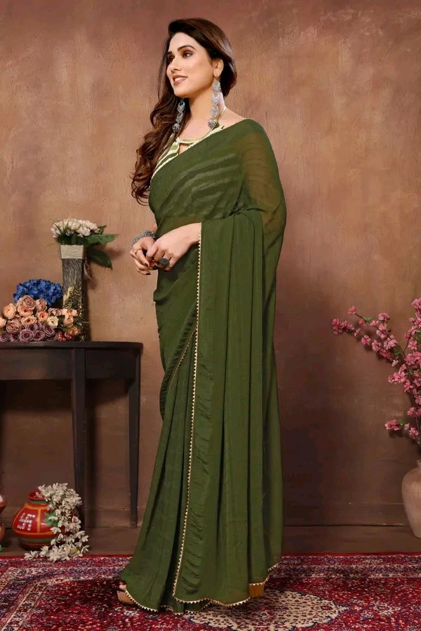 Neha Collection Green Ready To Wear Georgette Saree With Blouse 
