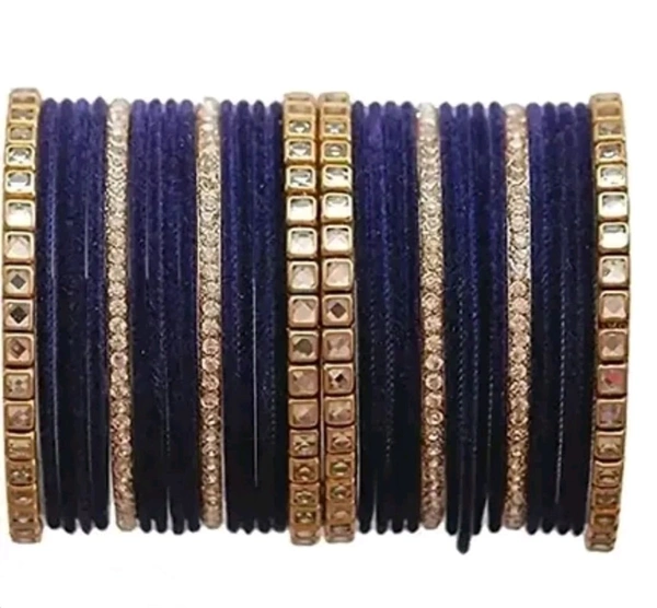 Neha Collection Metal Bangles Design with Golden Filler Chuda Set for Women Girls (Both Hand) - 2.6