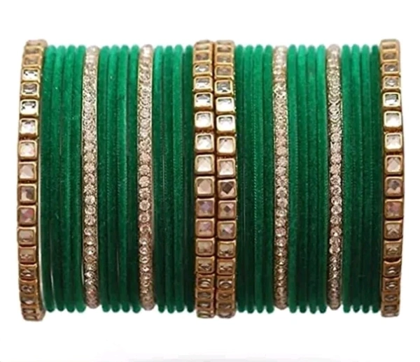 Neha Collection Metal Bangles Design with Golden Filler Chuda Set for Women Girls (Both Hand) - 2.4