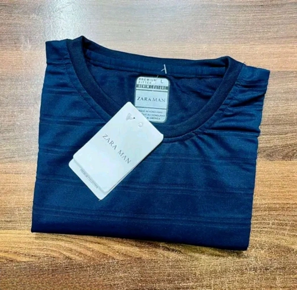 Zara Men's Half Sleeve Cotton T-shirt - XL, Navy Blue