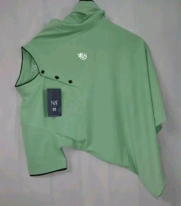 N C Men Solid Henley Neck Poly Cotton Light Green T-Shirt - L, Mint Green