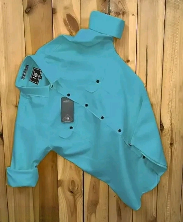 Neha Collection Double Pocket Sky Blue Casual Shirt For Men - L
