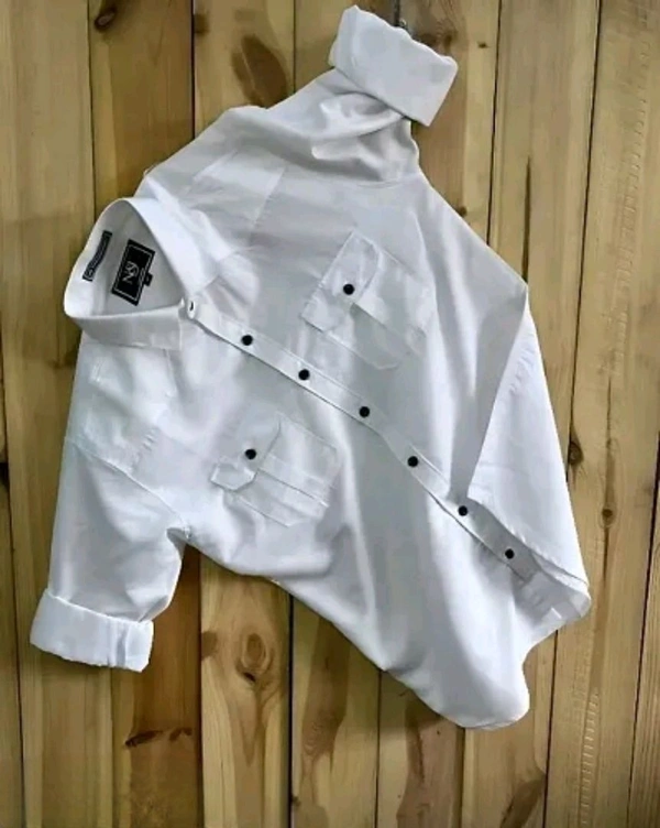 Neha Collection Double Pocket White Casual Shirt For Men - XL