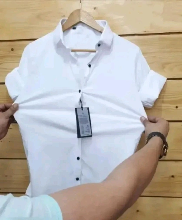 N C White Cotton Short Sleeves Casual Shirts For Men - M, White