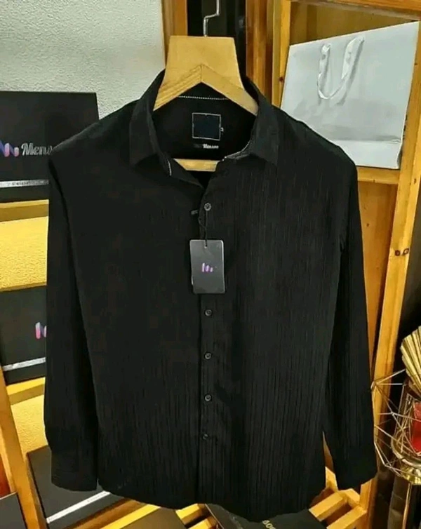 N C Popcorn Casual Shirt for Men - Black, M