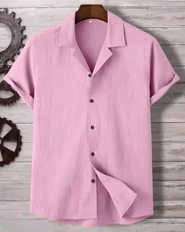 N C Regular Fit Self Design  Popcorn Shirt for men  - Blush Pink, XL