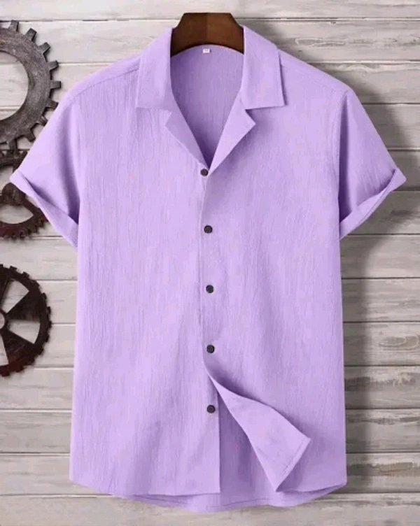 N C Regular Fit Self Design  Popcorn Shirt for men  - Levender, XL