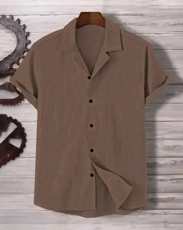 N C Regular Fit Self Design  Popcorn Shirt for men  - Brown, XL