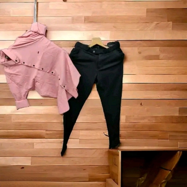 N C Cotton Shirt And Lycra Pant For Man set - M/30