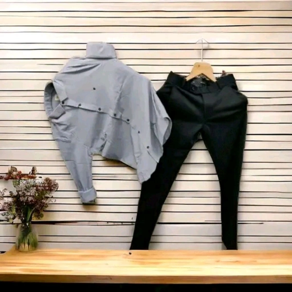 N C Cotton Shirt And Lycra Pant For Man set - L/32