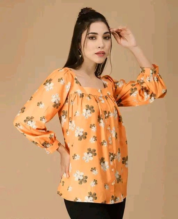 Selvia SELVIA Women's Floral Yellow Tops & Tunics - M