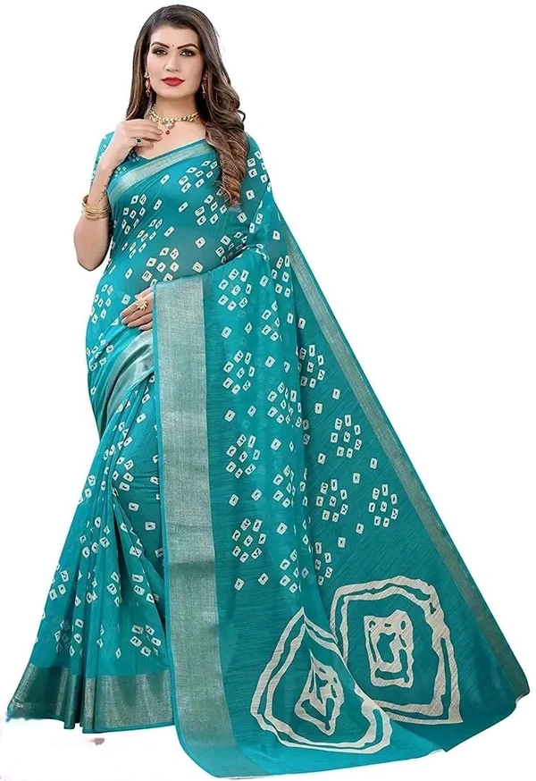 Neha Collection Women Cotton Silk Printed Saree with Blouse piece
