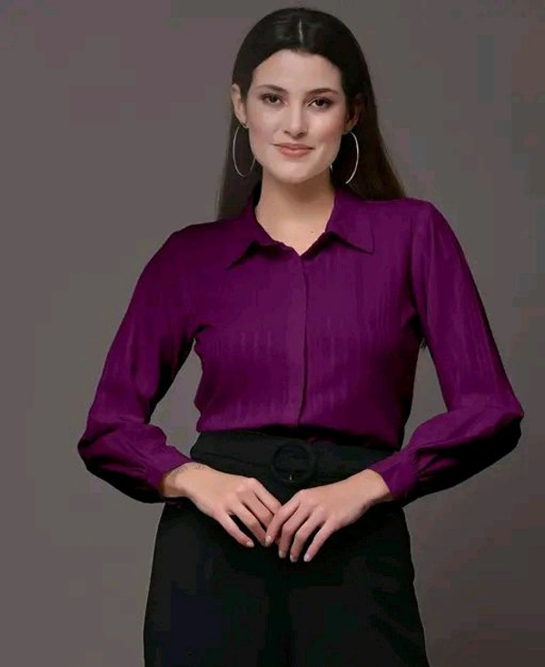 Women's Silk Blend Casual  Shirt - Purple, S