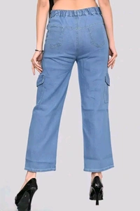 Neha Collection Women's High Rise 6 Pocket Denim Blend Cargo Jeans 6 Pocket - 28