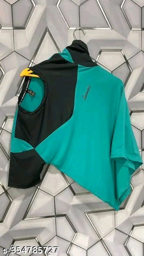 N C Men Solid Polo Neck Poly Cotton Green T-Shirt - Caribbean Green, L