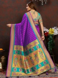 Neha Collection Violet Ethnic motif Paithani Jacquard woven saree