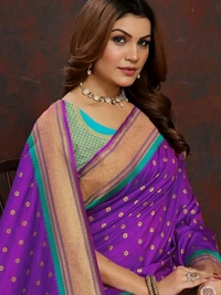 Neha Collection Violet Ethnic motif Paithani Jacquard woven saree