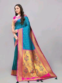 Neha Collection Firozi Zari Woven Paithani Silk saree