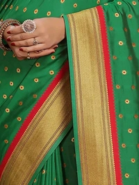 Neha Collection Green Ethnic motif Paithani Jaqcard woven saree