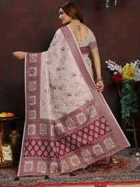 Maroon Ethnic motif Banarasi Jacquard woven saree