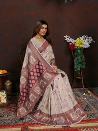 Maroon Ethnic motif Banarasi Jacquard woven saree