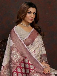 Maroon Ethnic motif Banarasi Jacquard woven saree