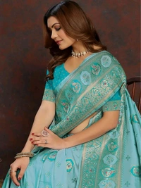 Neha Collection Rama Ethnic motif Banarasi Jacquard woven saree