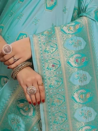 Neha Collection Rama Ethnic motif Banarasi Jacquard woven saree