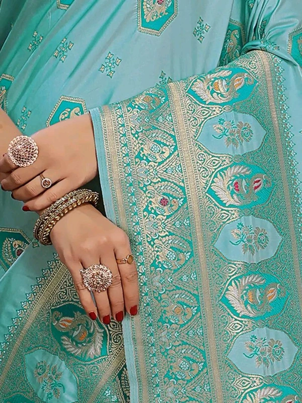 Neha Collection Rama Ethnic motif Banarasi Jacquard woven saree