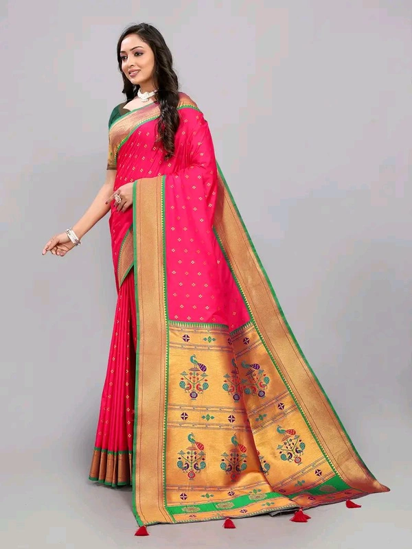 Neha Collection Rani Zari Woven Paithani Silk saree