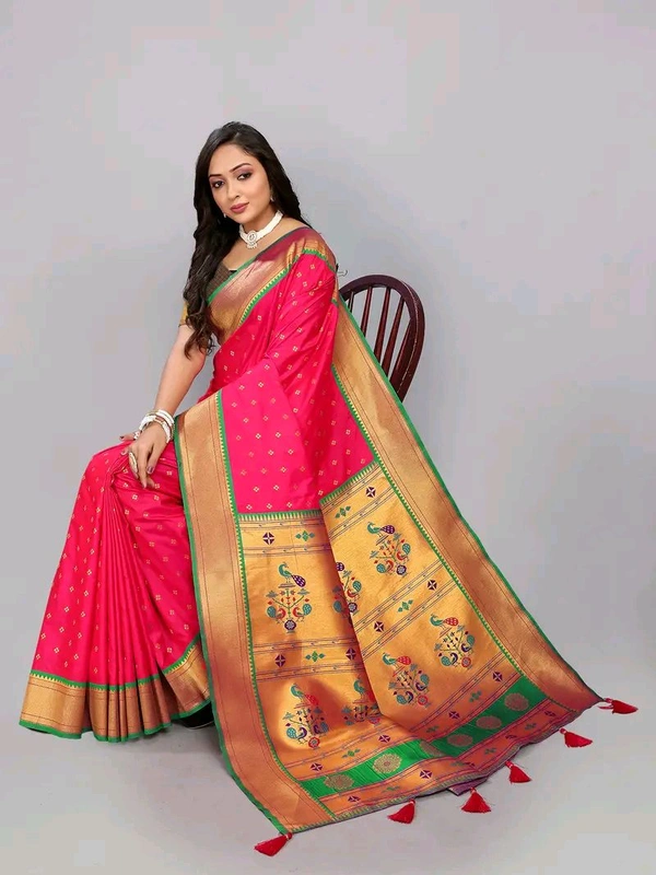 Neha Collection Rani Zari Woven Paithani Silk saree