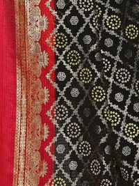 Neha Collection Black Kota foil Aasam Silk bandhani saree