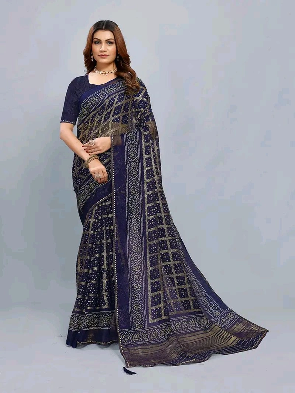 Neha Collection Blue Kota foil Patola Aasam Silk saree