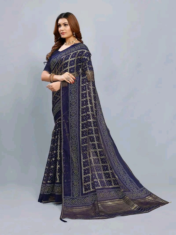Neha Collection Blue Kota foil Patola Aasam Silk saree